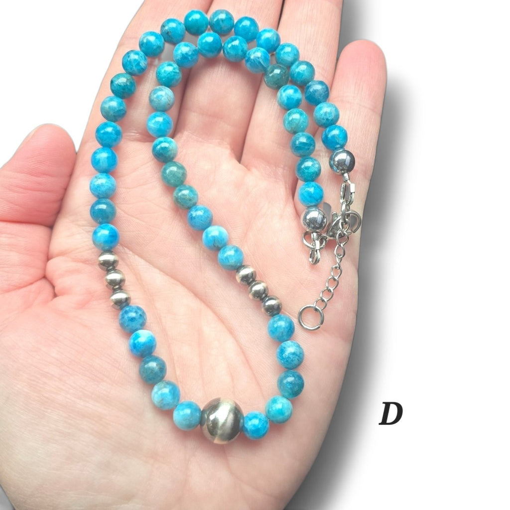 10mm Sterling Pearl & Gemstone Necklaces 15-16 inches