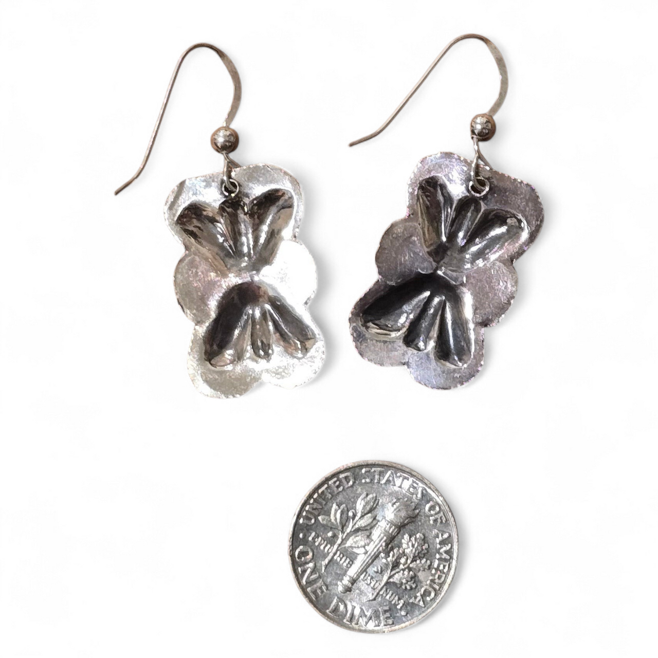 Native Made Sterling Repoussé Dangle Earrings