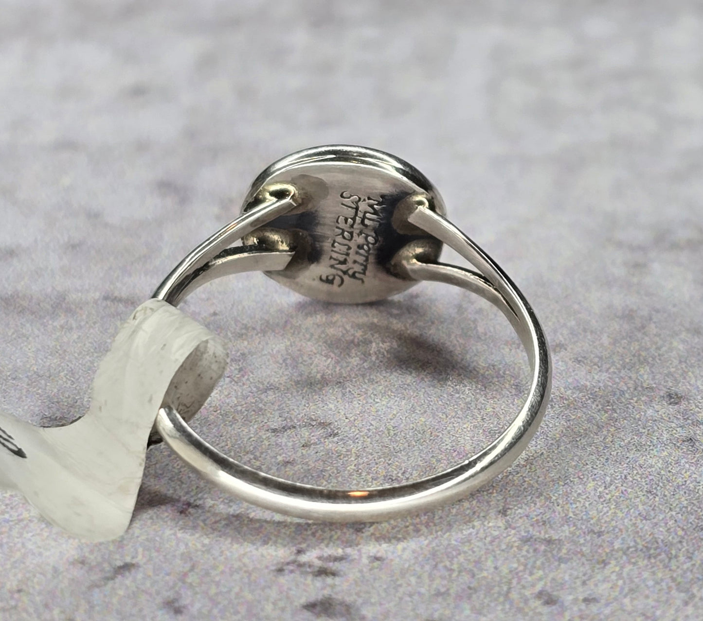 Man Made White Opal and Sterling Ring Size 5.75