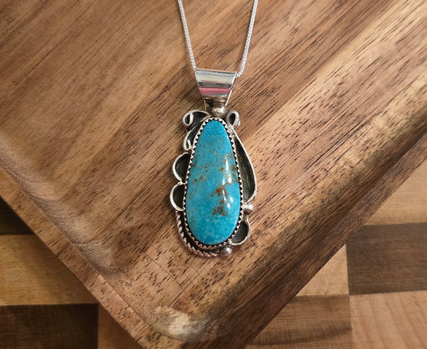 Kingman Turquoise and Sterling Pendant