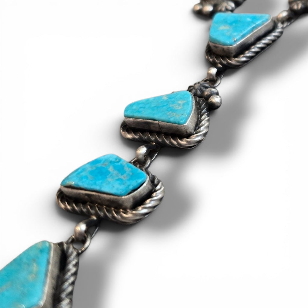 Native Made Kingman Turquoise & Sterling Lariat Plus Earrings Set