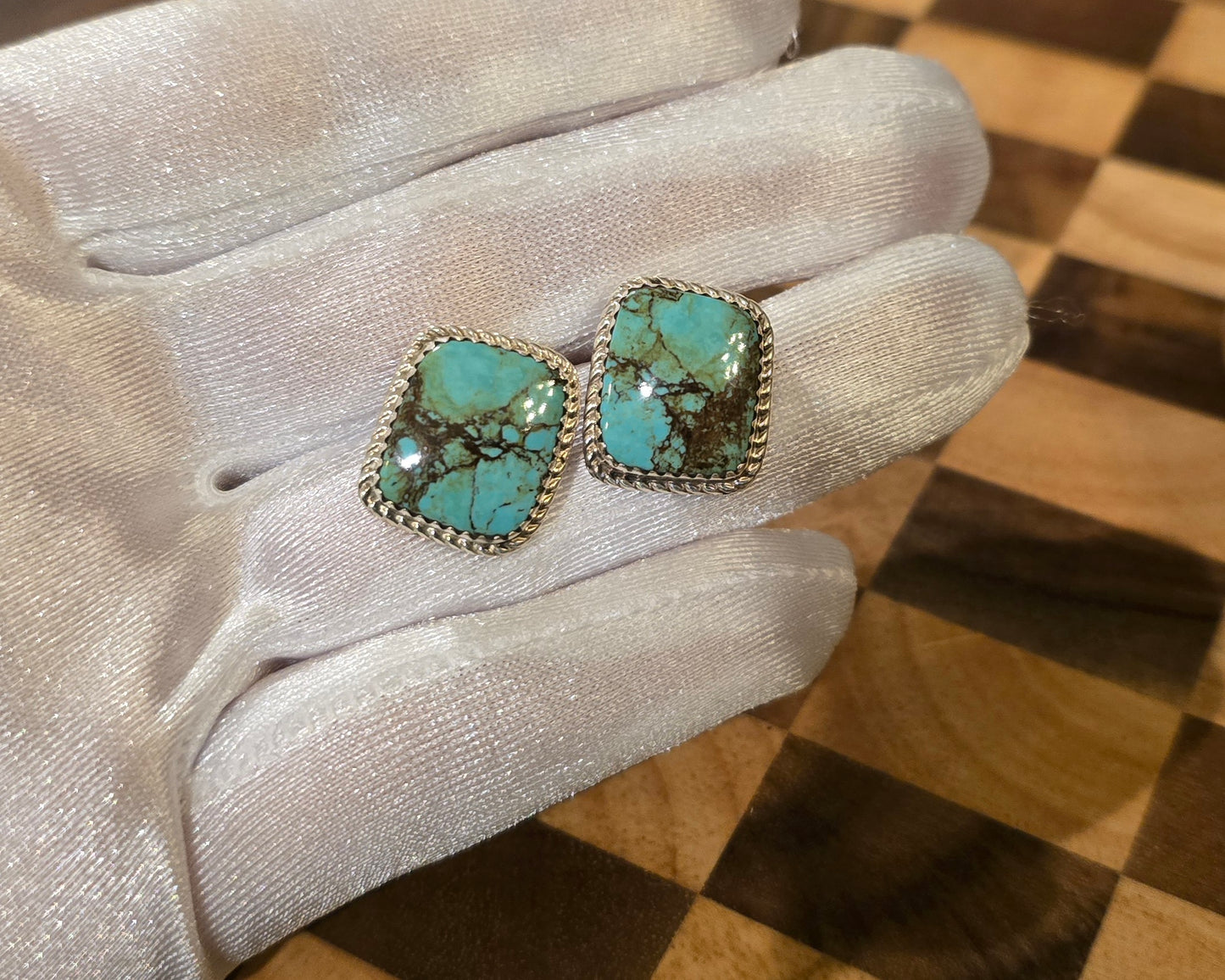 Kingman Turquoise and Sterling Earrings