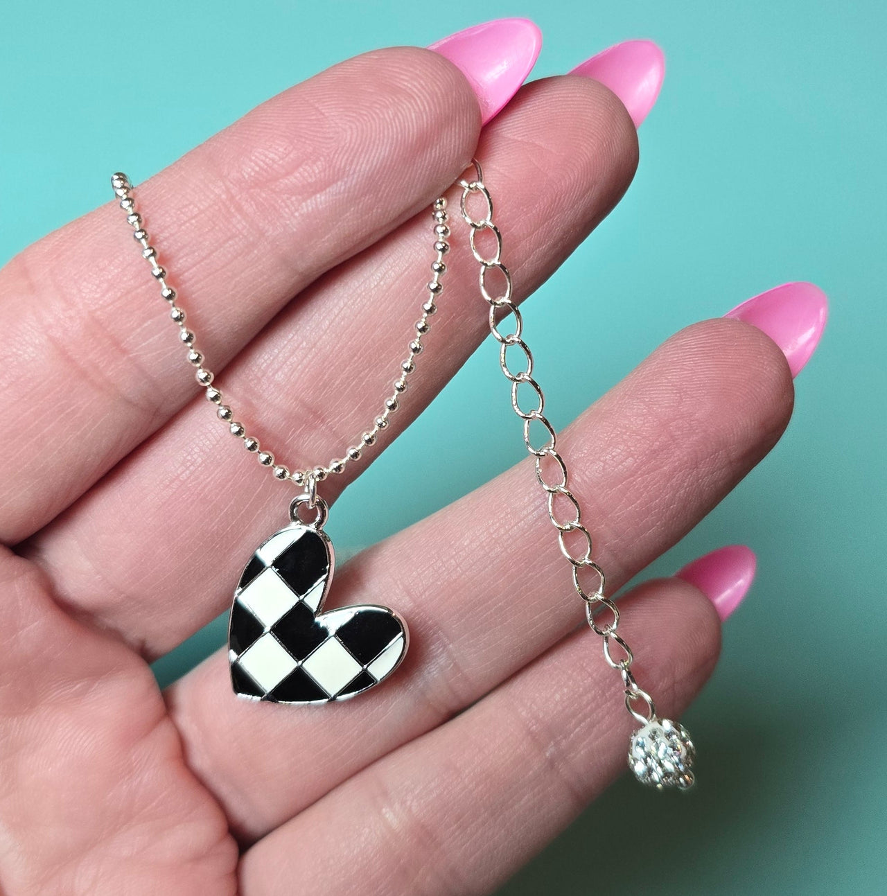 Checkered Heart 15-17 inches Necklace