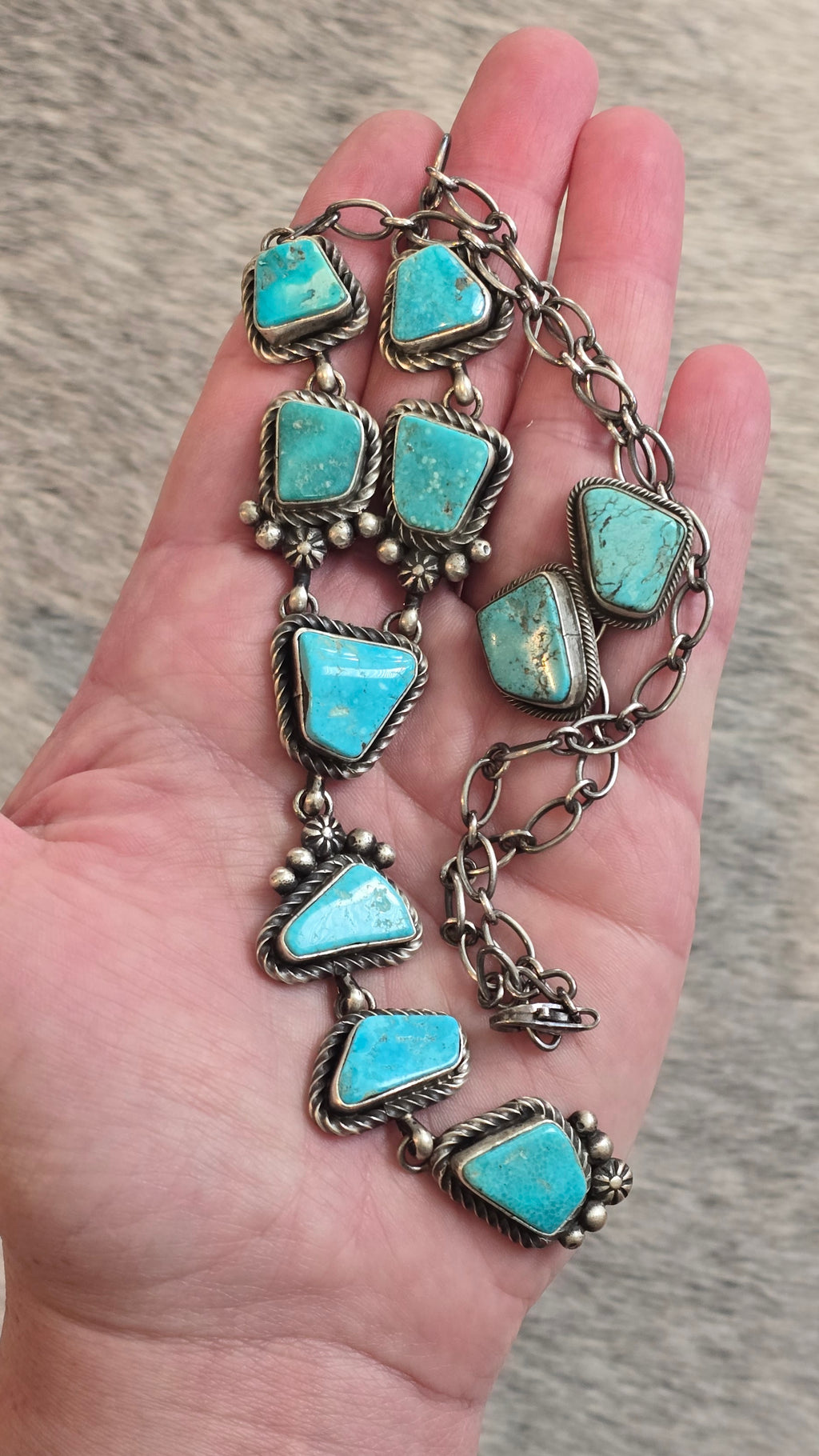 Eli Skeets Kingman Turquoise, Sterling Lariat & Earrings Set