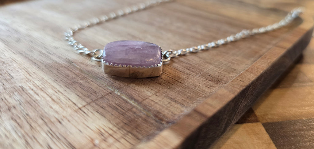 Kunzite & Sterling Bar Necklace