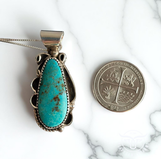 Kingman Turquoise and Sterling Pendant