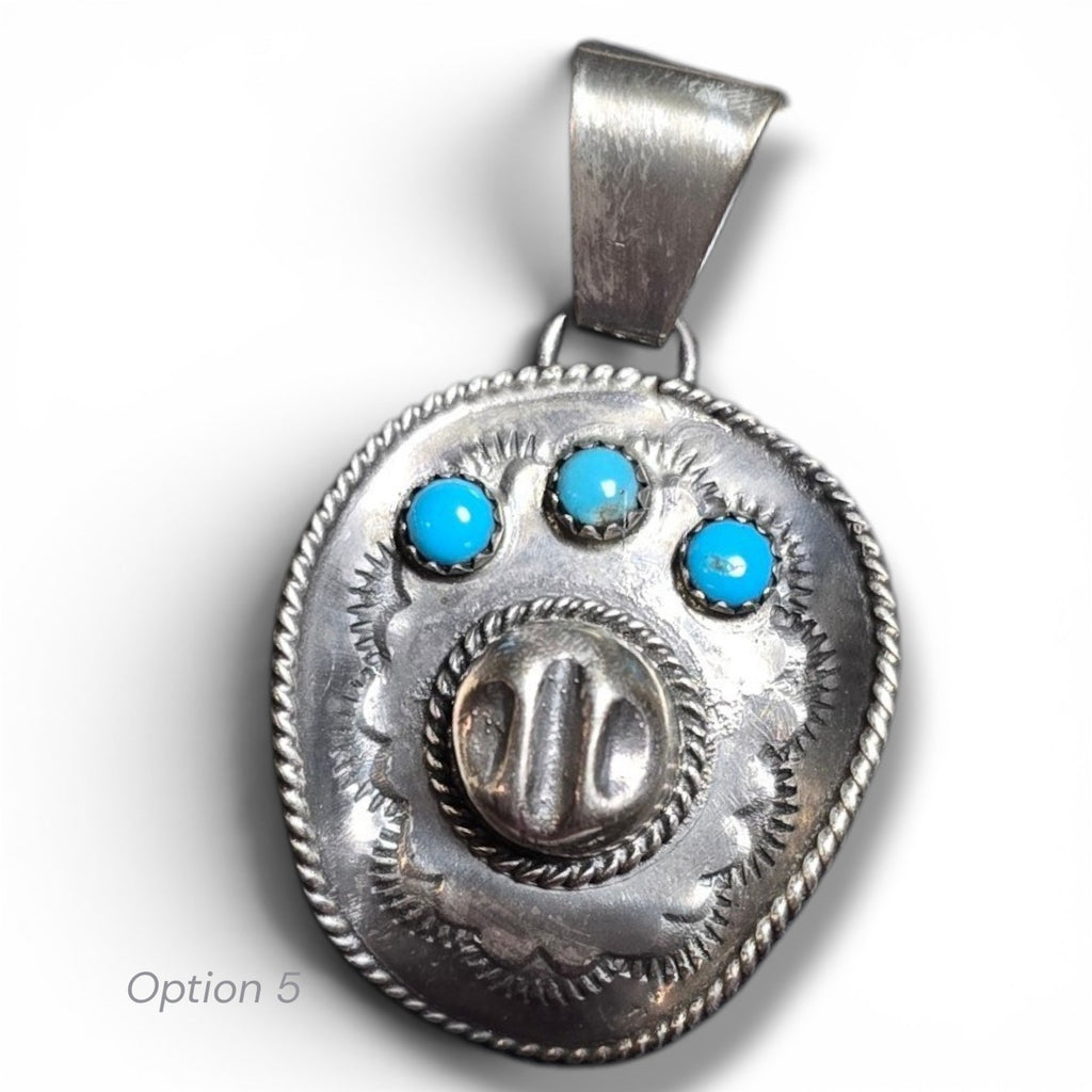 Native Made, Kingman Turquoise & Sterling Cowboy Hat Pendant