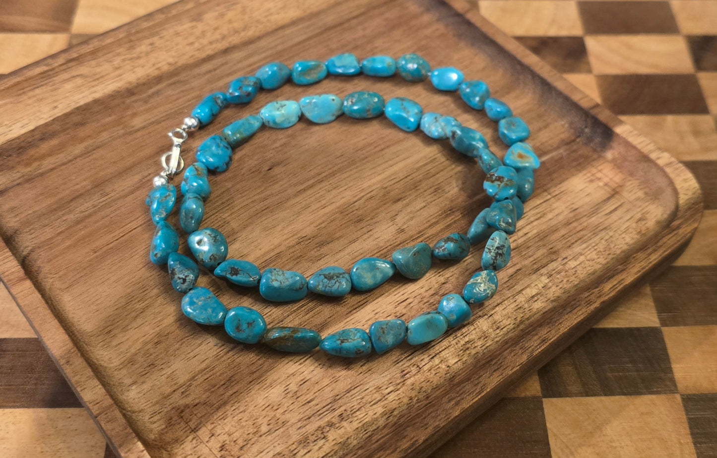 Genuine Turquoise & Sterling Necklace 20 inches