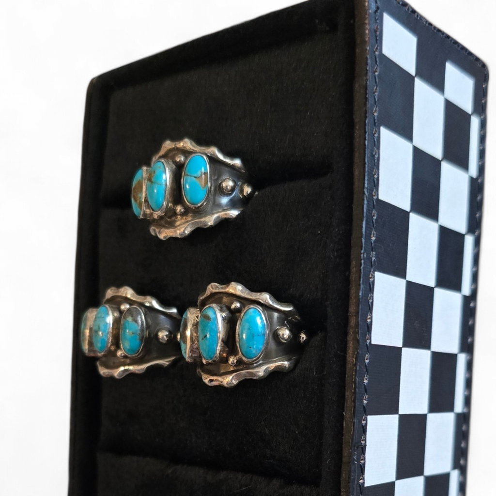 Andrew Vandever Kingman Turquoise & Sterling Rings Sizes 10, 9 & 9