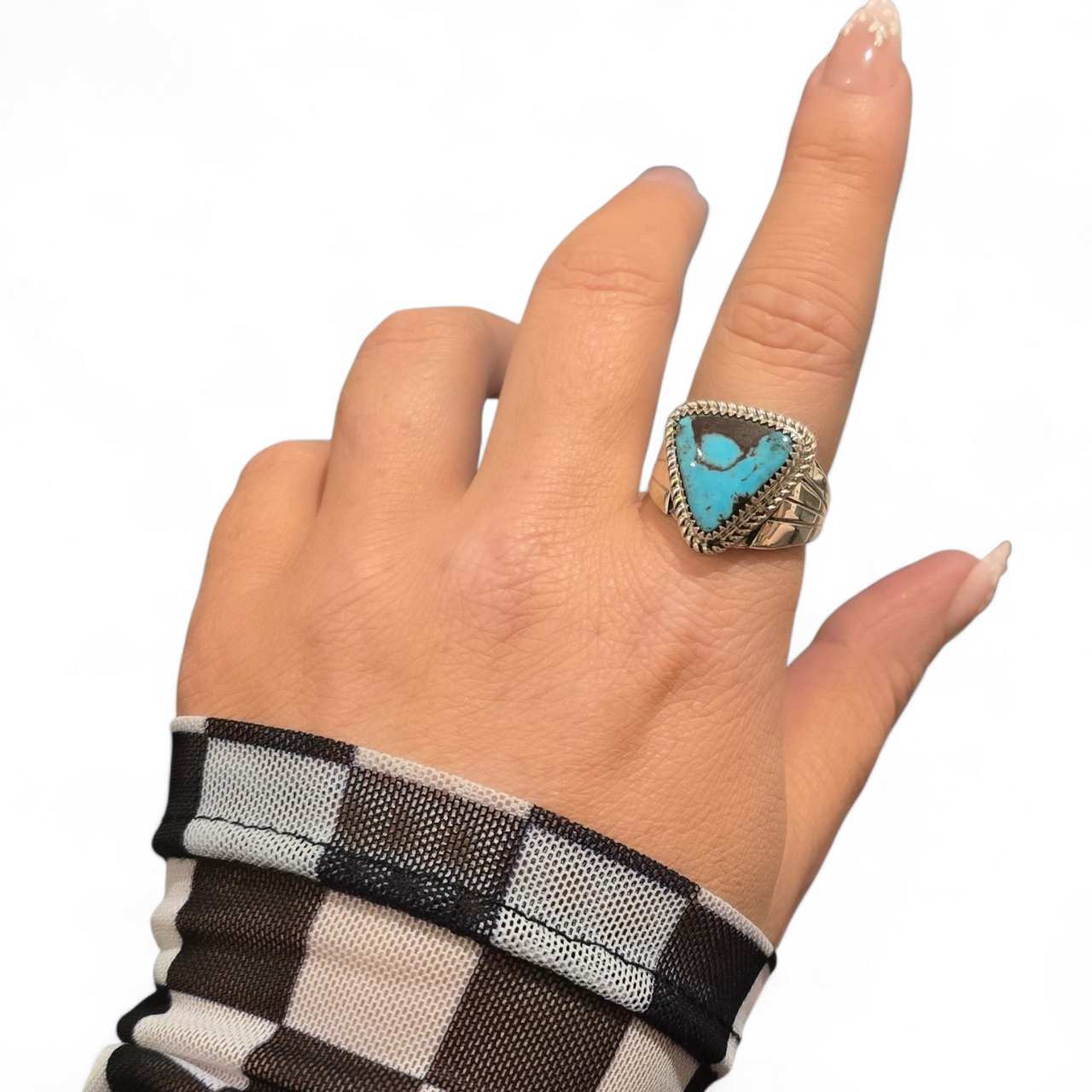 Herbert Tsosie Turquoise & Sterling Ring Size 8.5
