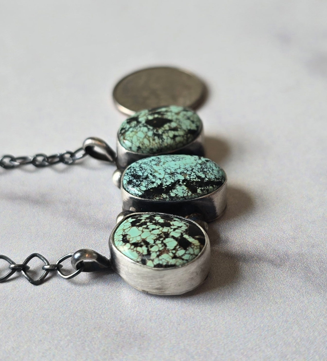 Native Made Black Jack and Sterling Necklace