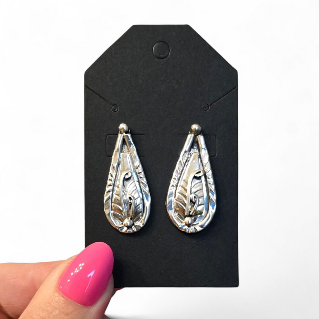 Herbert Tsosie Sterling Leaf Earrings