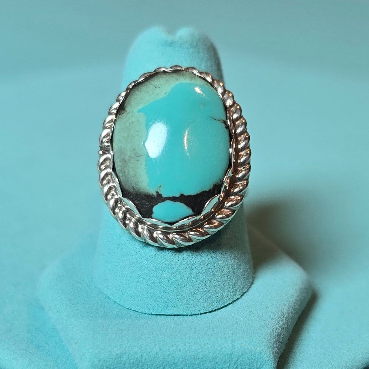 Clayton Chez Tsosie Turquoise & Sterling Ring Size 8.5