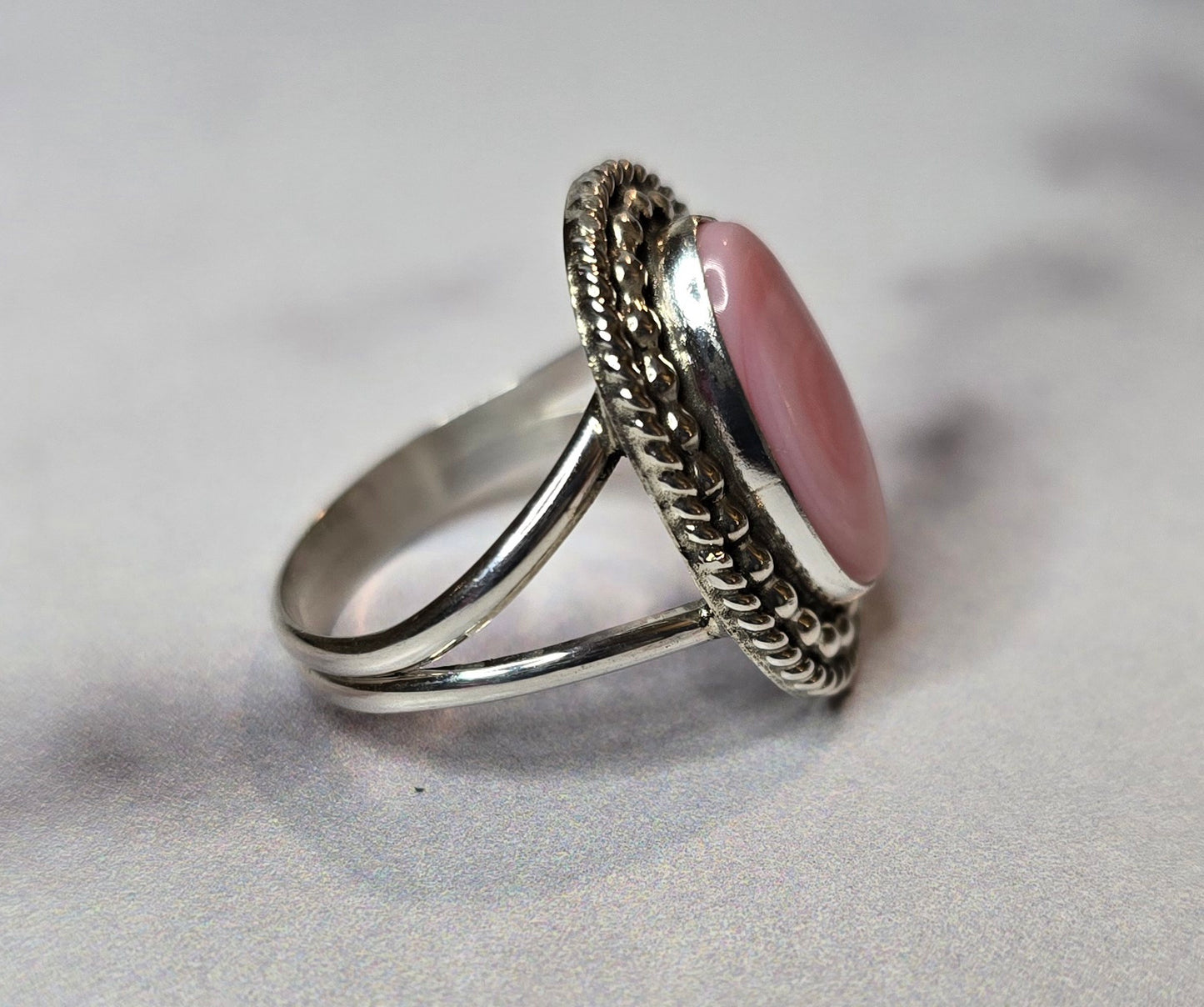 Pink Conch and Sterling Size 6.75