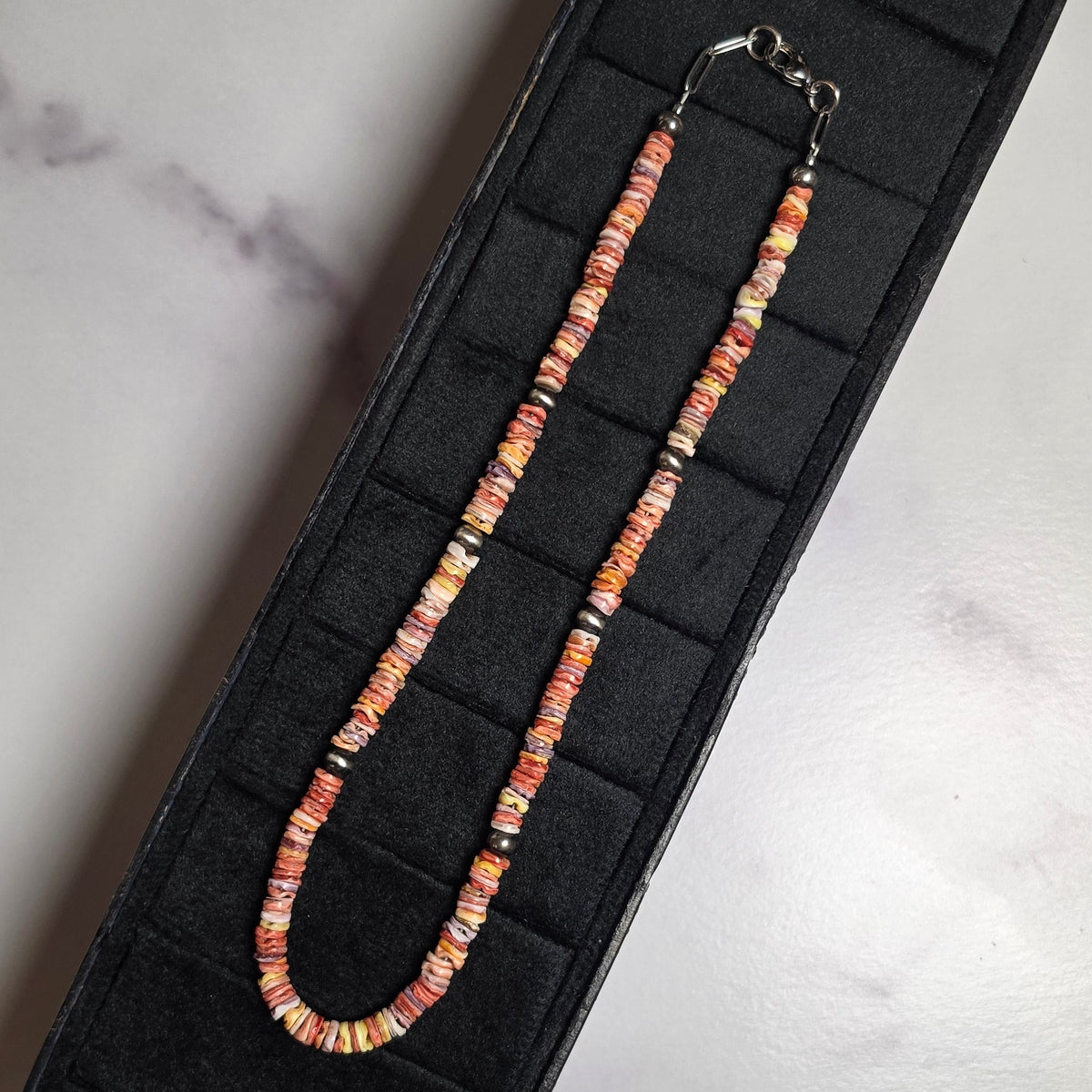 Shell Heishi & 5mm Sterling Pearls 15.5 inches