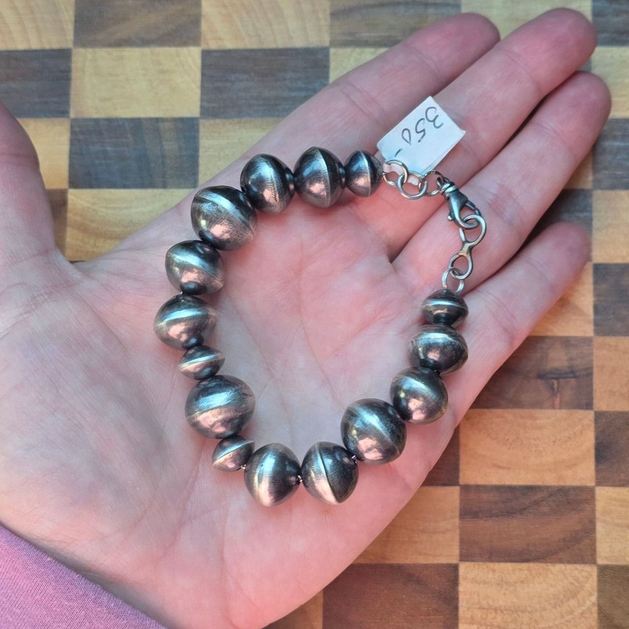 14 & 13mm Handmade Navajo Pearl Bracelet 8 inches