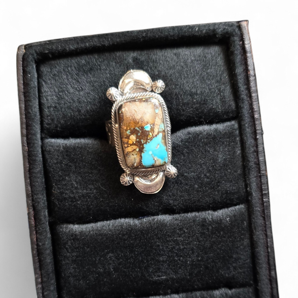 Tillie Jon Kingman Turquoise & Sterling Adjustable Ring