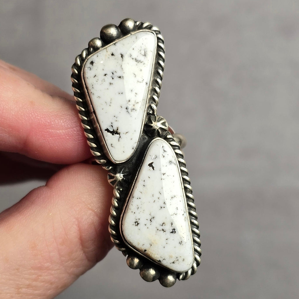 Native Made White Buffalo Adjustable Ring
