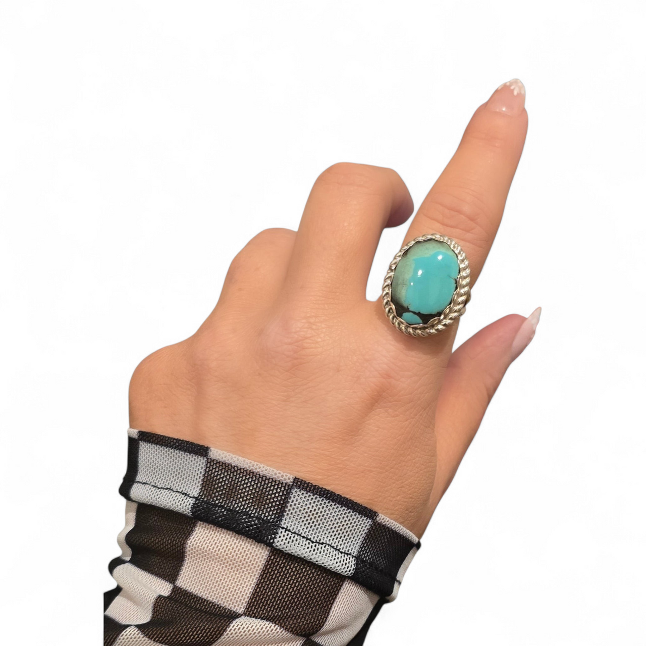 Clayton Chez Tsosie Turquoise & Sterling Ring Size 8.5