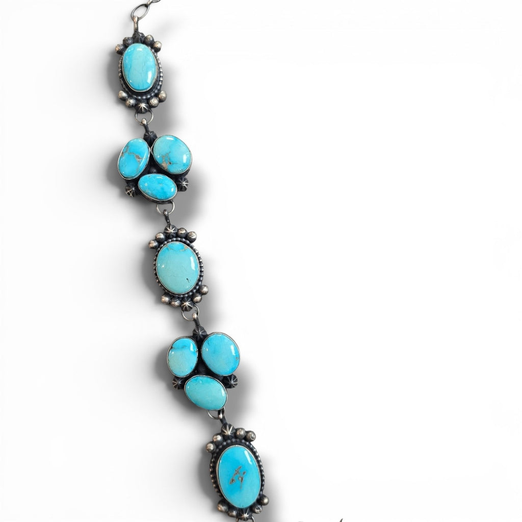 Native Made Royston Turquoise & Sterling Lariat Plus Earrings Set