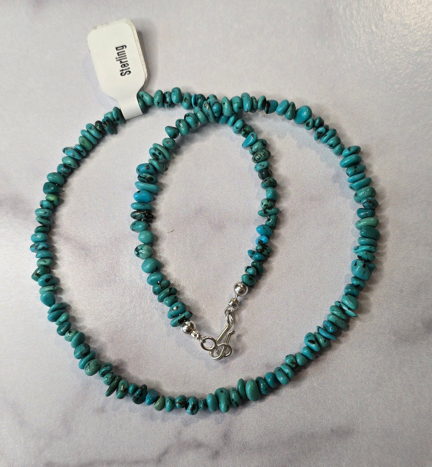 Turquoise and Sterling Necklace 16 inches