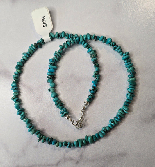 Turquoise and Sterling Necklace 16 inches