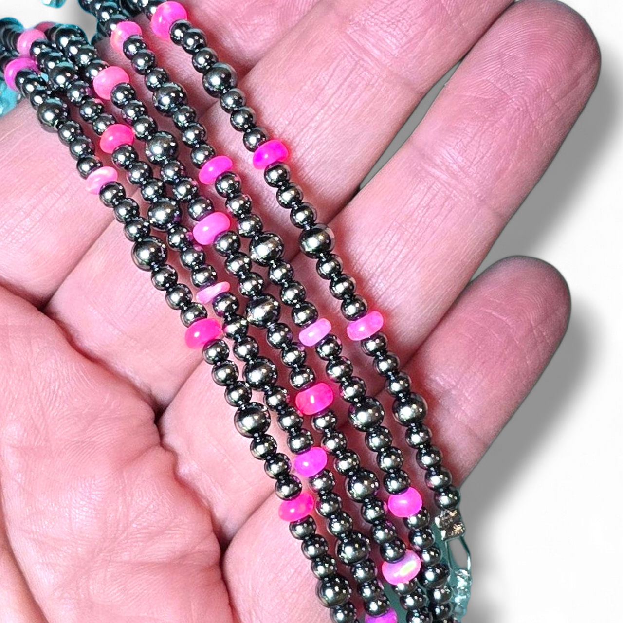 Pink Ethiopian Opal & Sterling Pearl Bracelet