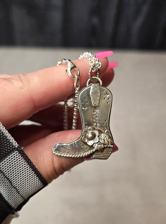 Handmade Sterling Boot Necklace