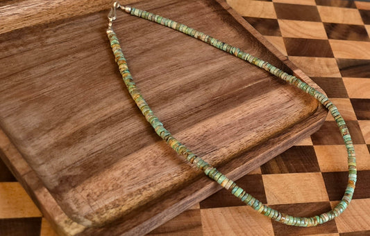 Turquoise and Sterling Necklace 16 inches