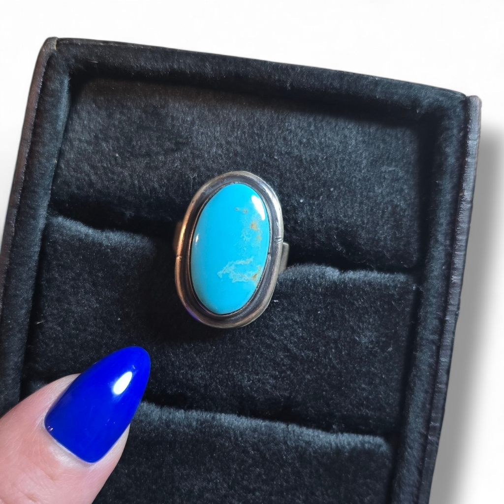Antoinette Martinez Kingman Turquoise & Sterling Adjustable Ring
