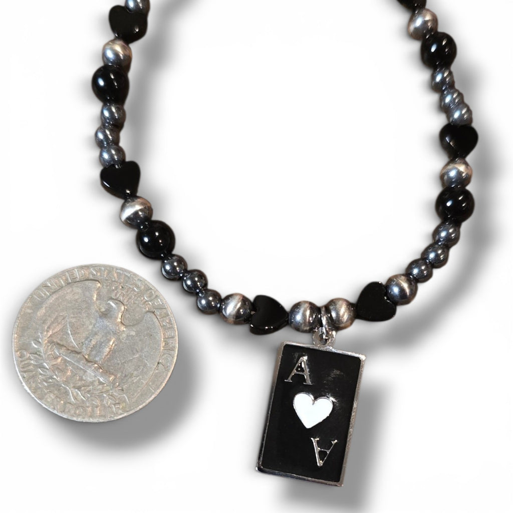 Black Ace Sterling Pearl Necklace 18 - 19 inches