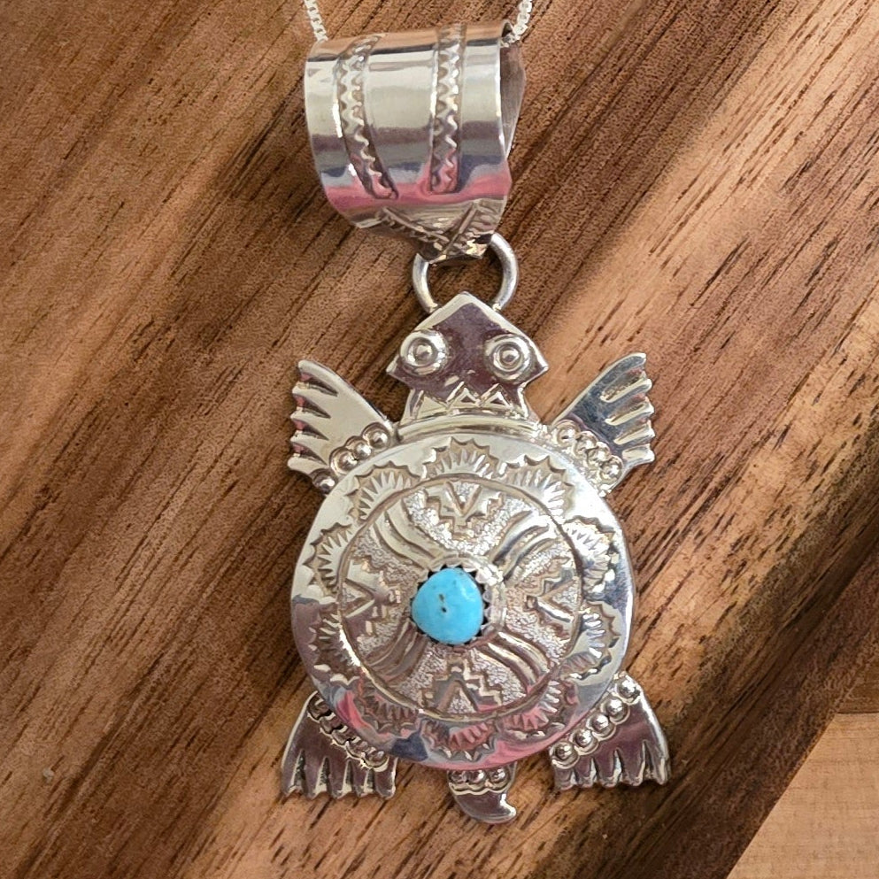 Turquoise & Sterling Turtle Pendant
