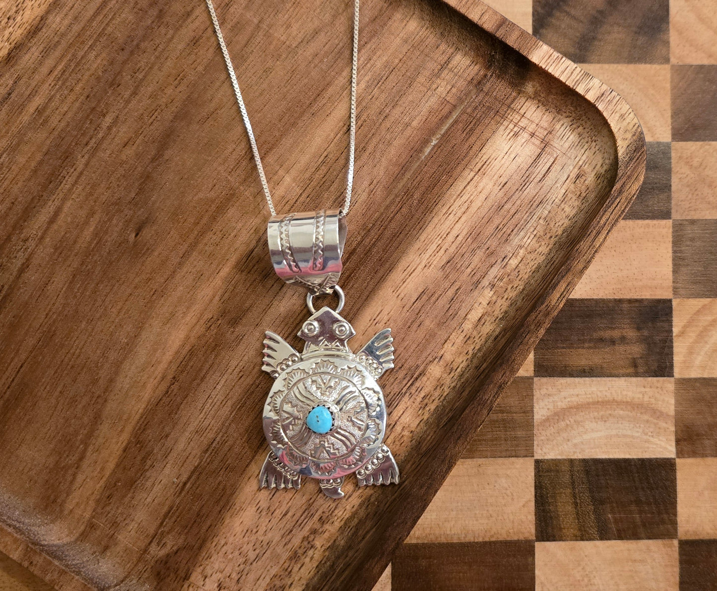 Alonzo Mariano Sterling and Turquoise Pendant