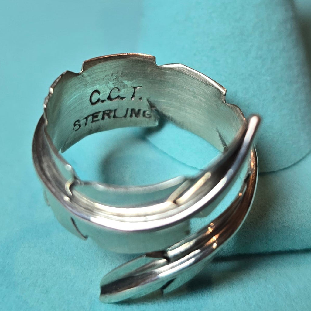 Clayton Chez Tsosie Sterling Feather Ring Adjustable