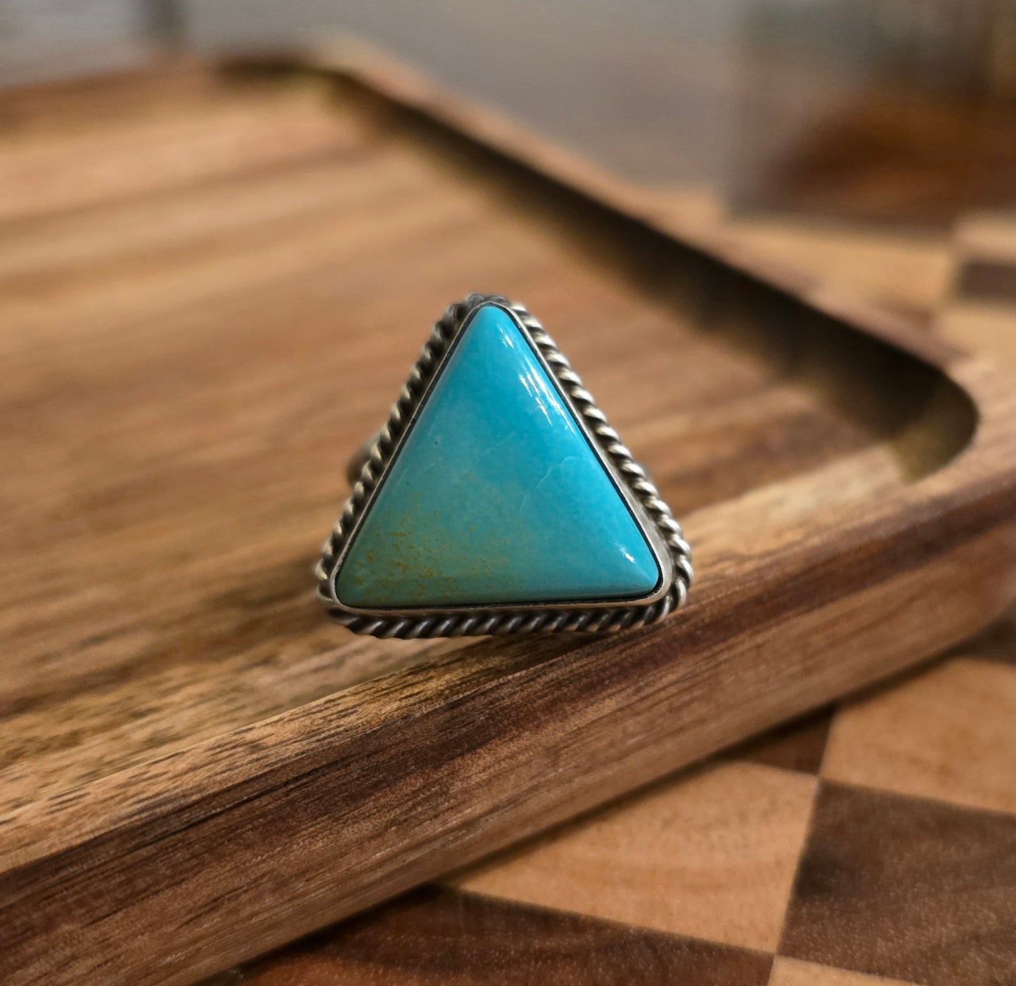 Kingman Turquoise and Sterling Adjustable Ring