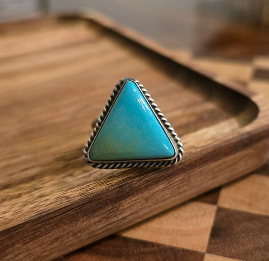 Kingman Turquoise and Sterling Adjustable Ring