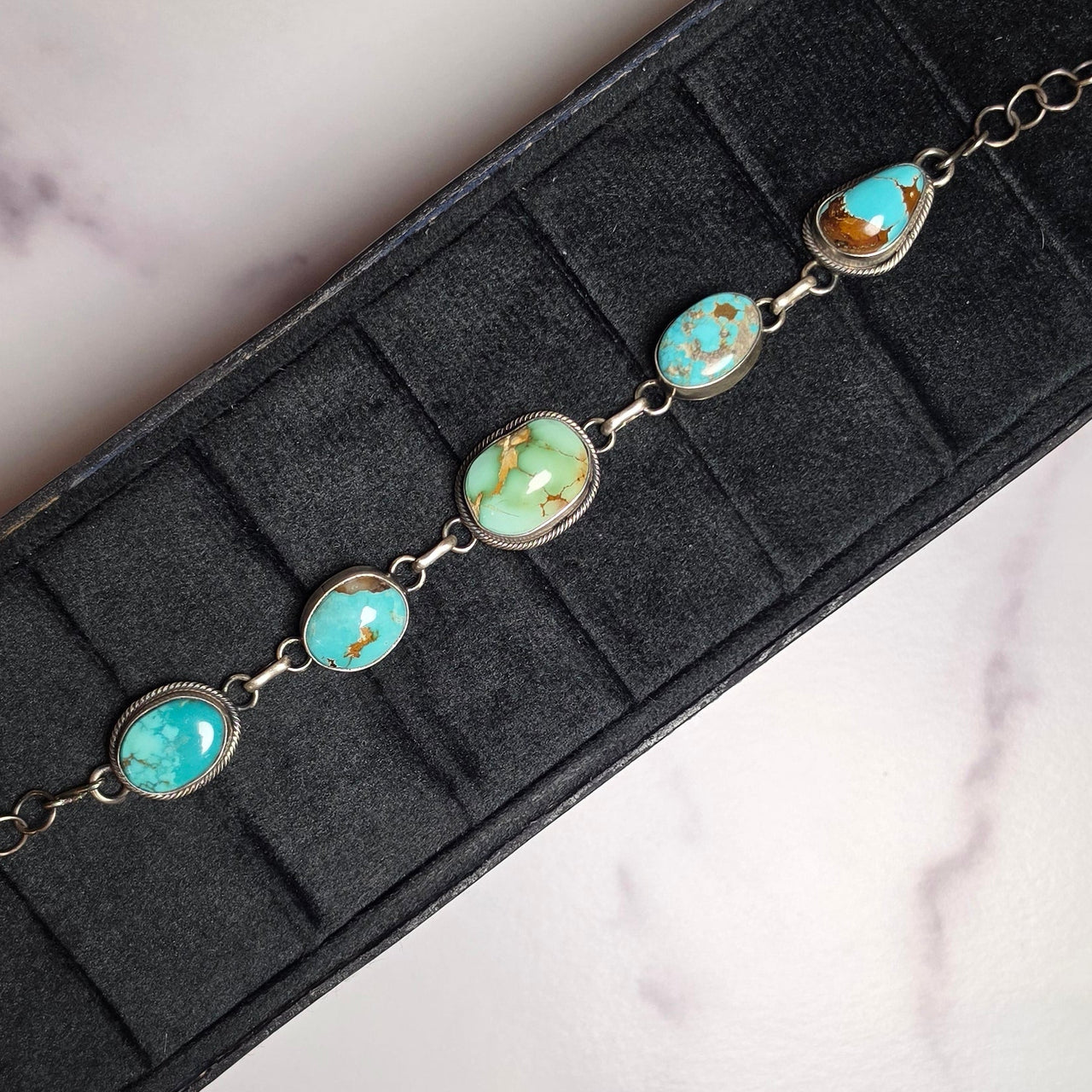 Native Made Mixed Turquoise & Sterling Choker 15 inches