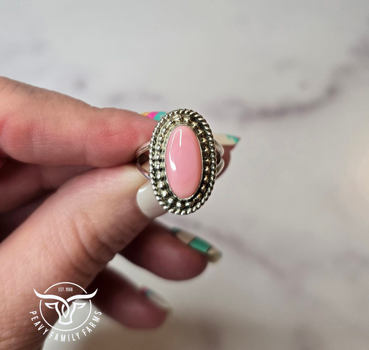 Pink Conch and Sterling Size 6.25