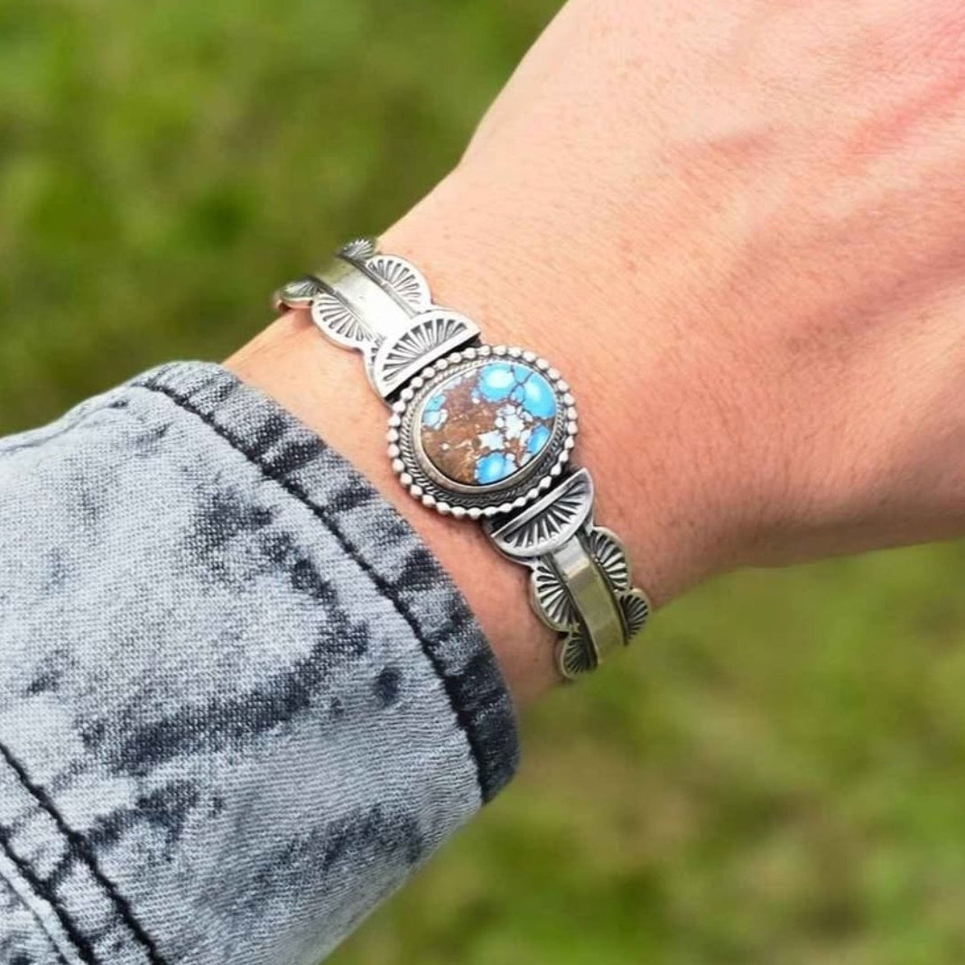 Golden Hills Turquoise & Sterling Cuff