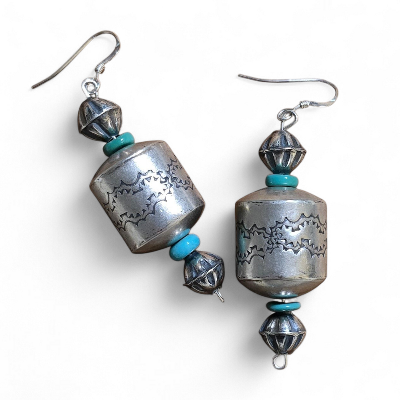 Malena Joe Navajo Pearl Barrel Bead & Turquoise Earrings
