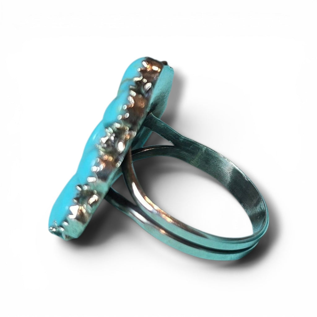 Native Made Turquoise & Sterling Cluster Ring Sizes 7.5 & 8.5