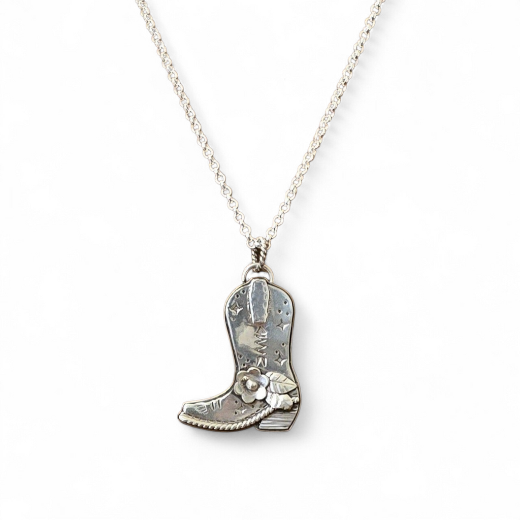 Texas Silversmith Stephanie Fritzsching Handmade Sterling Boot Necklace