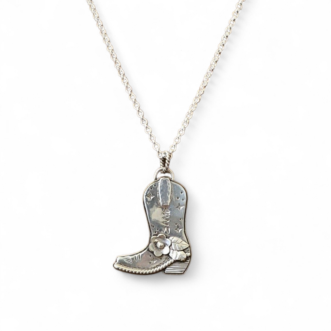 Texas Silversmith Stephanie Fritzsching Handmade Sterling Boot Necklace