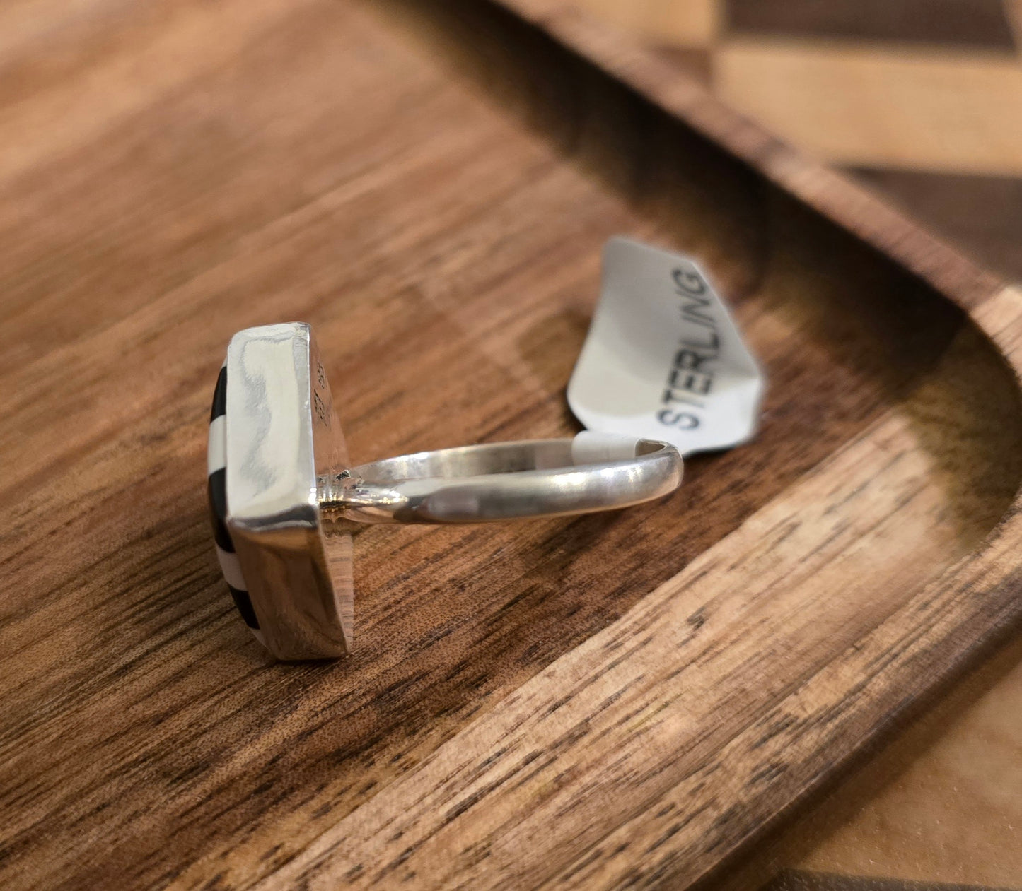 Black & White Checkered Ring Size 8.5