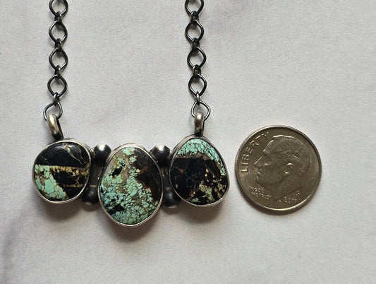 Native Made Black Jack and Sterling Necklace