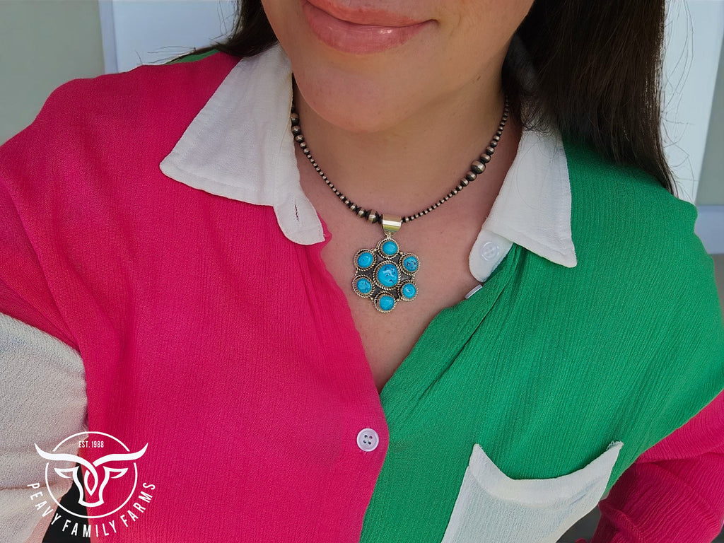 Sleeping Beauty Turquoise & Sterling Pendant