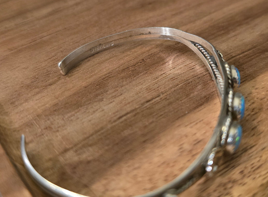 Light Blue Opal & Sterling Dainty Cuff