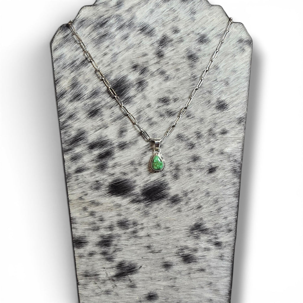 Native Made Sonoran Gold & Sterling Pendant With Free Stainless Steel Paper Clip Chain