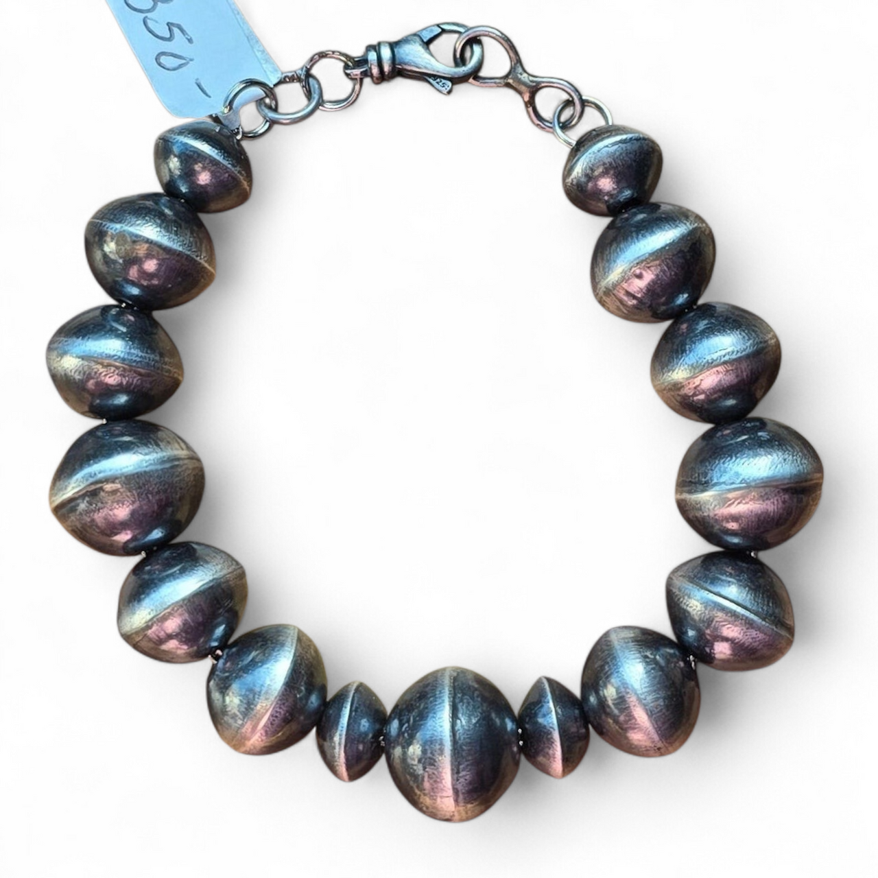 14 & 13mm Virginia Tso Handmade Navajo Pearl Bracelet 8 inches