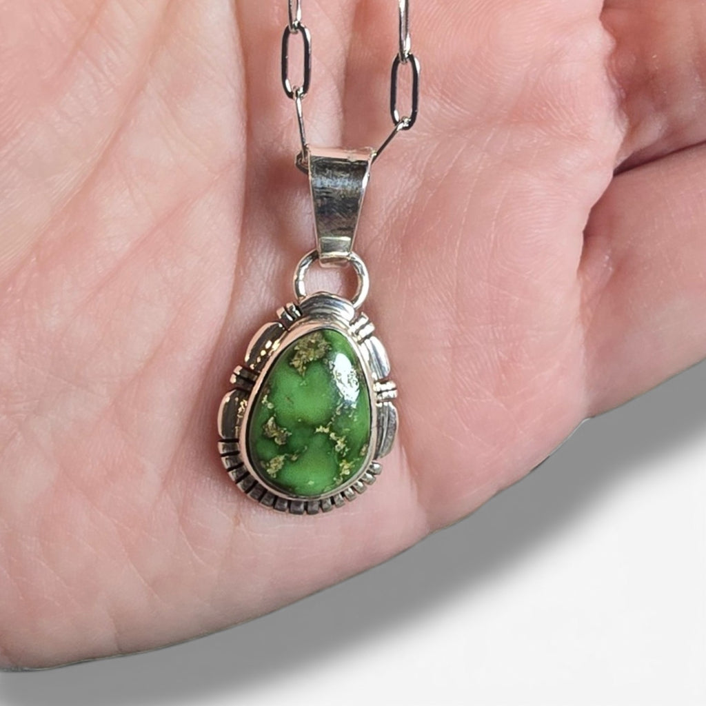 Native Made Sonoran Gold & Sterling Pendant With Free Stainless Steel Paper Clip Chain